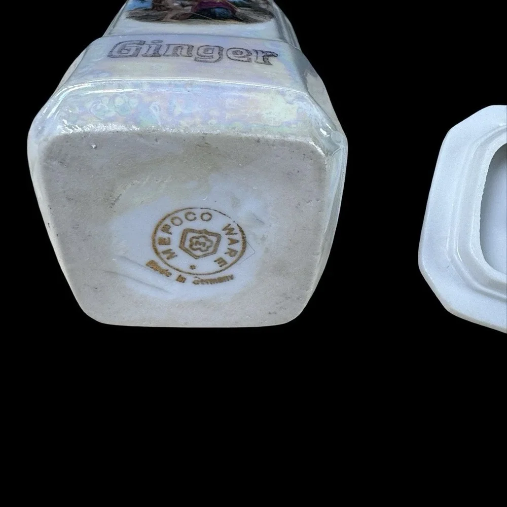 MEPOCO‎ Wares Canisters Iridescent Lustreware Germany Cinnamon Cloves Ginger 4